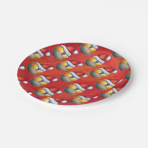 Santa Hat Nine Ball Pattern on Red Paper Plate