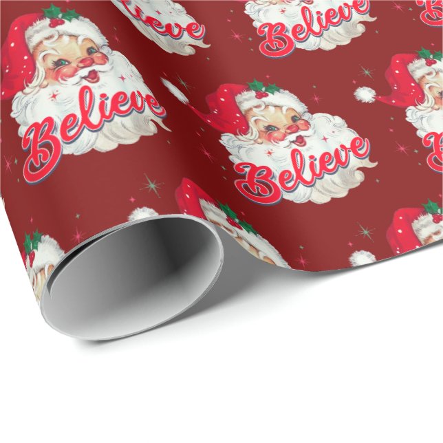 Santa Hat Old Christmas Holiday gift  Wrapping Paper (Roll Corner)