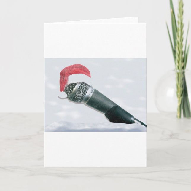 Santa hat old Microphone Holiday Card (Front)