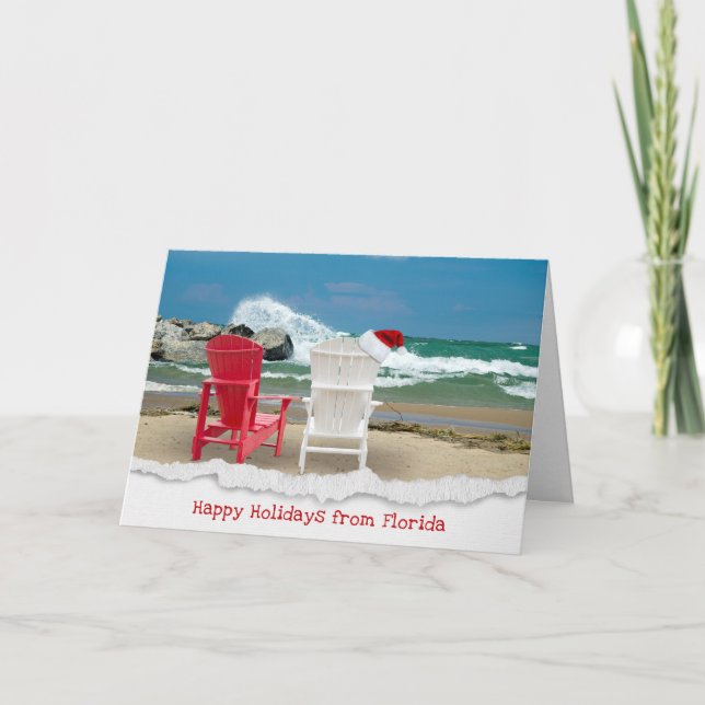 Santa Hat on Adirondack Chair Card (Front)