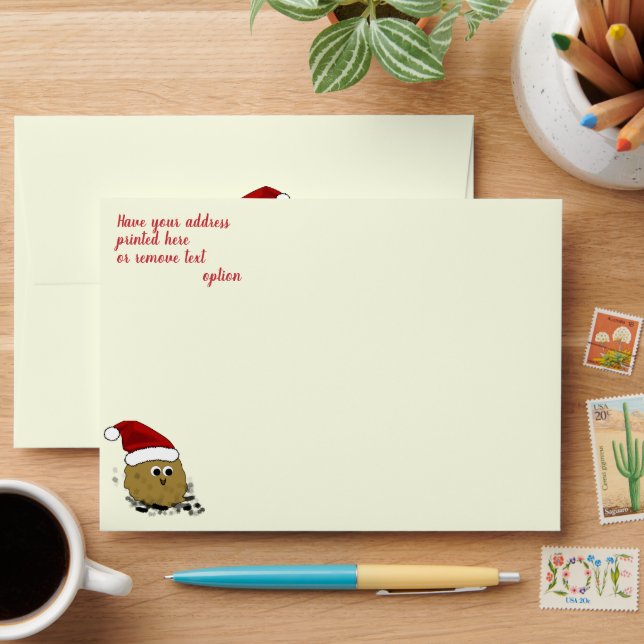 Santa Hat on Germ Christmas  Envelope (Desk)