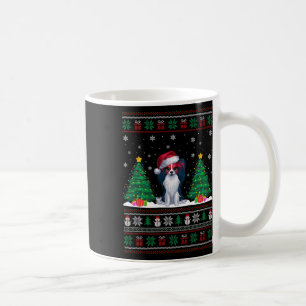 Santa Hat Papillon Dog Christmas Tree Lights Ugly  Coffee Mug