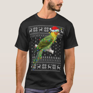 Santa Hat Parrot Bird Christmas Lighting Ugly Parr T-Shirt