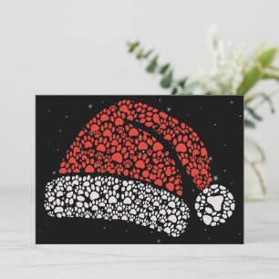 Santa Hat Paw Print Christmas Dog Lover Dogs Mom  Holiday Card