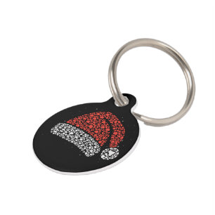 Santa Hat Paw Print Christmas Dog Lover Dogs Mum  Pet Tag