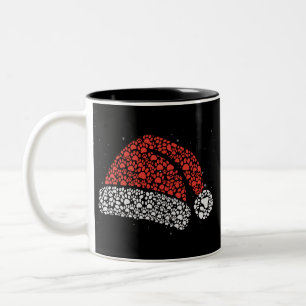 Santa Hat Paw Print Christmas Dog Lover Dogs Mum Two-Tone Coffee Mug