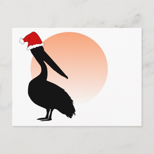 Santa Hat Pelican Holiday Postcard (Front)