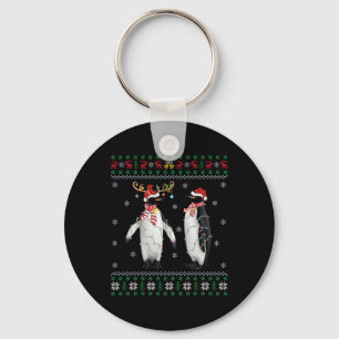 Santa Hat Penguin Bird Xmas Lighting Ugly Penguin Key Ring