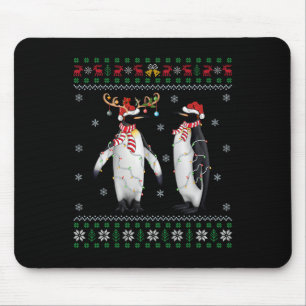 Santa Hat Penguin Bird Xmas Lighting Ugly Penguin  Mouse Mat