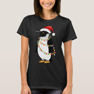 Santa Hat Penguin Christmas Lights Funny King Peng T-Shirt
