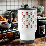 Santa Hat Personalised Face 3 Photo Christmas Gift Travel Mug<br><div class="desc">Personalised Face 3 Photos Santa Hat Family Christmas</div>