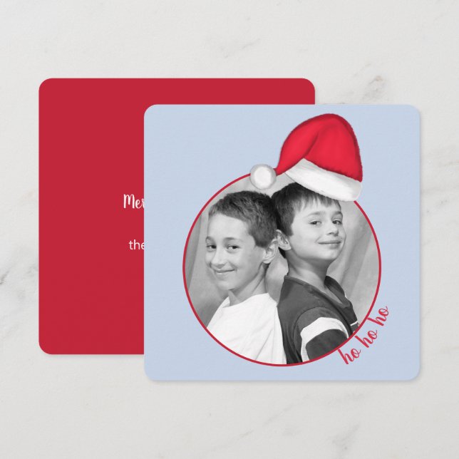 Santa Hat Photo Card Square (Front/Back)