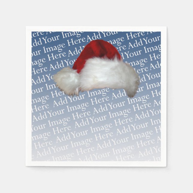 Santa Hat Photo Template Christmas Picture Holiday Napkin (Front)