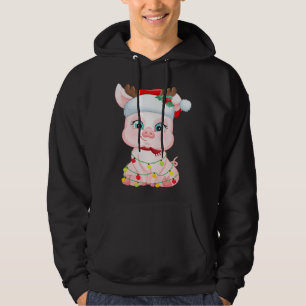 Santa Hat Pig Christmas Pig Lovers Pajama Hoodie