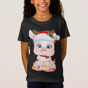 Santa Hat Pig Christmas Pig Lovers Pajama T-Shirt
