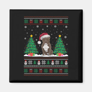 Santa Hat Pitbull Dog Christmas Tree Lights Ugly S Magnet