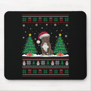 Santa Hat Pitbull Dog Christmas Tree Lights Ugly S Mouse Mat