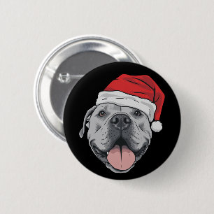 Santa Hat Pitbull Pit Christmas Xmas Pet Dog Lover 6 Cm Round Badge