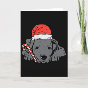 Santa Hat Pitbull Pit Dog Christmas Xmas Women Kid Card