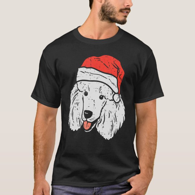 Santa Hat Poodle Christmas Xmas Dog  Owner Men Wom T-Shirt (Front)