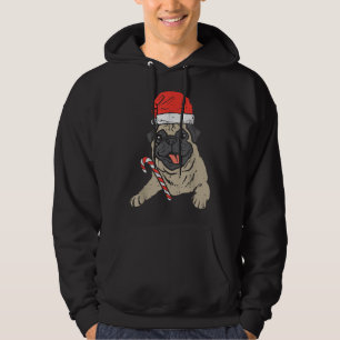 Santa Hat Pug Dog Christmas Hoodie