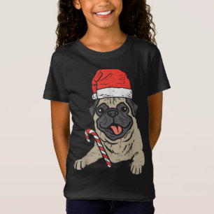 Santa Hat Pug Dog Christmas T-Shirt