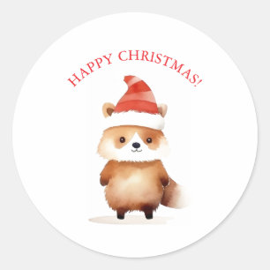 SANTA HAT RACOON GIFT TAG