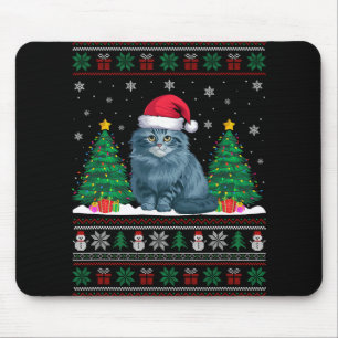 Santa Hat Ragdoll Cat Christmas Tree Lights Ugly S Mouse Mat