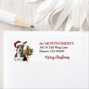 Santa Hat Rat Terrier Dog Christmas Return Address