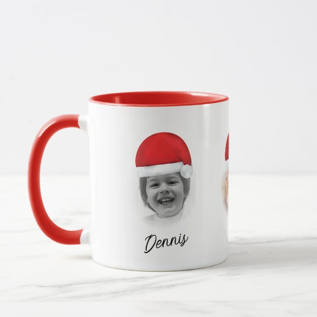 Santa Hat Red Christmas Grandkid Face Mug (Left)