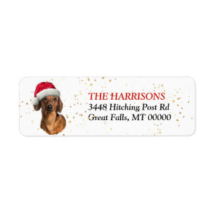 Santa Hat Red Dachshund Return Address