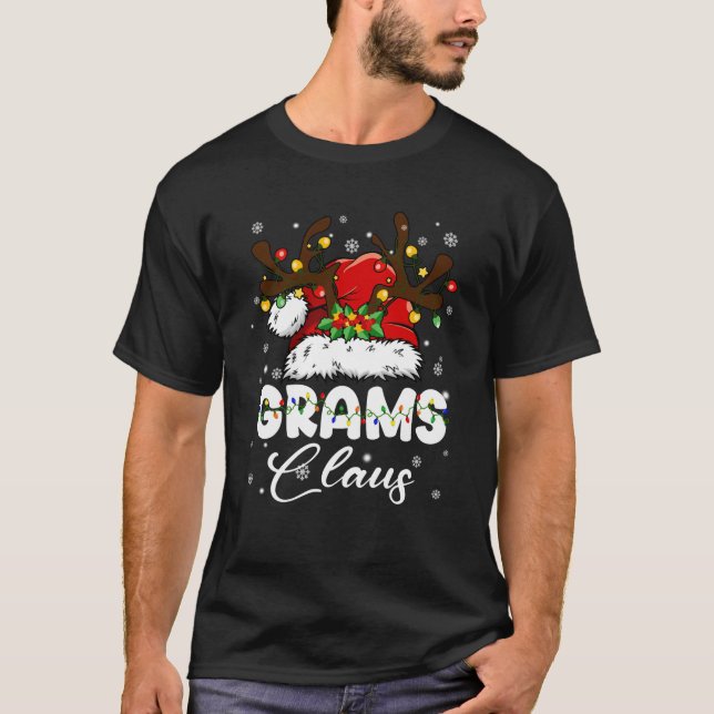 Santa Hat Reindeer Christmas Lights Decor Grams Cl T-Shirt (Front)
