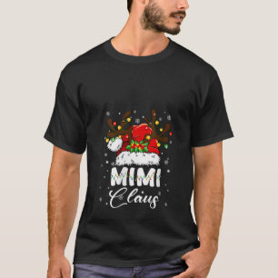 Santa Hat Reindeer Christmas Lights Decor Mimi Cla T-Shirt