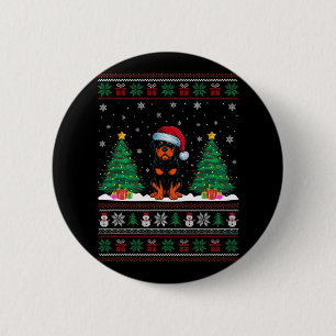 Santa Hat Rottweiler Dog Christmas Tree Lights Ugl 6 Cm Round Badge