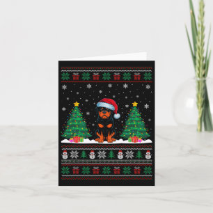 Santa Hat Rottweiler Dog Christmas Tree Lights Ugl Card