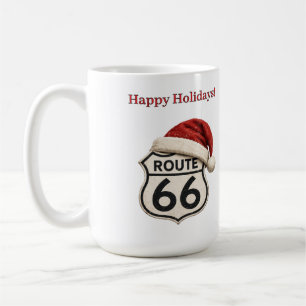 Santa Hat Route 66 Christmas Coffee Cheer Mug