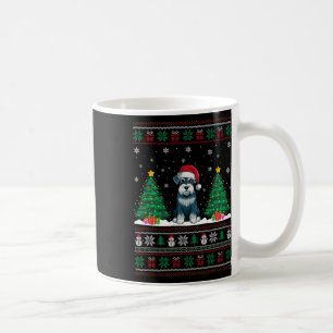 Santa Hat Schnauzer Dog Christmas Tree Lights Ugly Coffee Mug