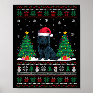 Santa Hat Scottie Dog Christmas Tree Lights Ugly S Poster