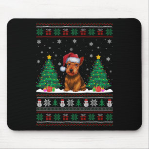 Santa Hat Scottish Terrier Dog Xmas Tree Lights Ug Mouse Mat
