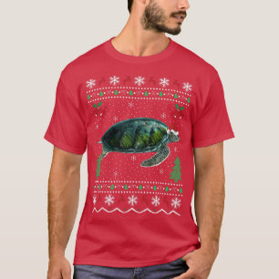 Santa Hat Sea Turtles Lover Xmas Gift Ugly Turtle  T-Shirt