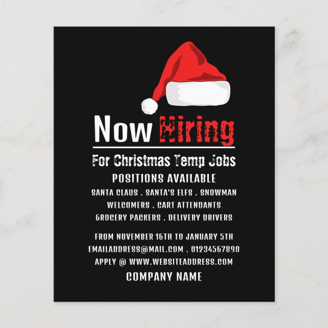 Santa Hat, Seasonal Recruitment Advertising Flyer (Front)