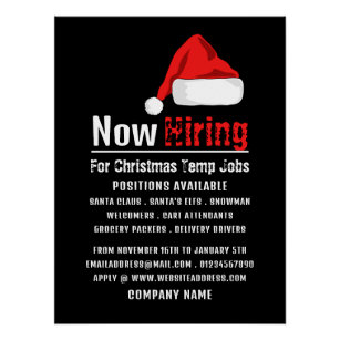 Santa Hat, Seasonal Recruitment Advertising Poster
