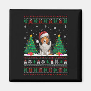 Santa Hat Shetland Sheepdog Dog Xmas Tree Light Ug Magnet