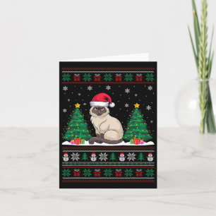 Santa Hat Siamese Cat Christmas Tree Lights Ugly S Card
