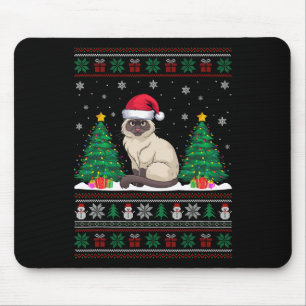 Santa Hat Siamese Cat Christmas Tree Lights Ugly S Mouse Mat