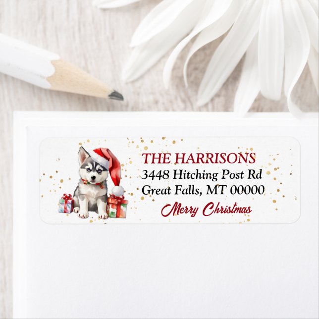 Santa Hat Siberian Husky Puppy Gifts (Insitu)