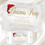 Santa Hat Silver Snowflake Christmas Party Invitation<br><div class="desc">Santa hat and snowflake Christmas party invitation with cute red Santa hat on a silvery snowflake background with gold text. This elegant snowflake Christmas party invitation is easily customised for your event by simply adding your details in the font style and colour of your choice.</div>