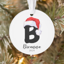 Santa Hat Simple Customisable Letter B Christmas