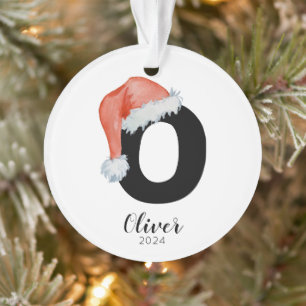Santa Hat Simple Customisable Letter O Christmas Ornament