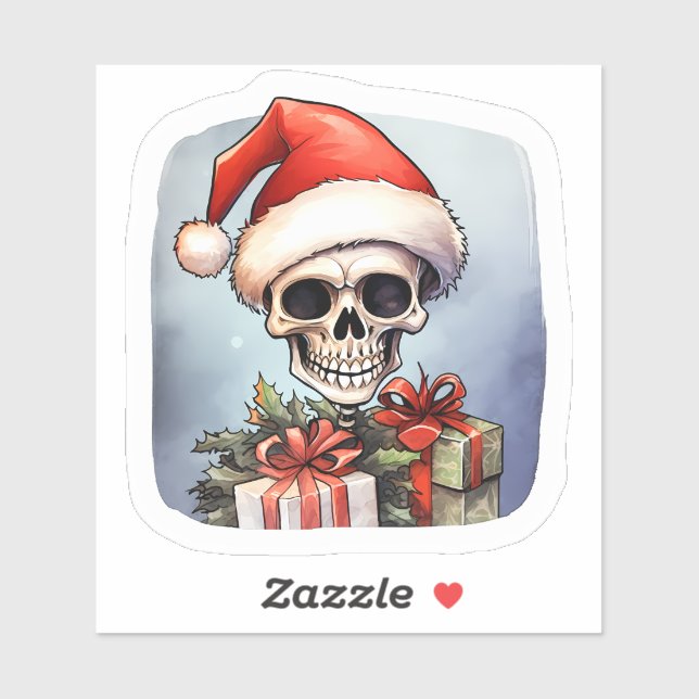 Santa Hat Skeleton Spreads Christmas Cheer (Sheet)